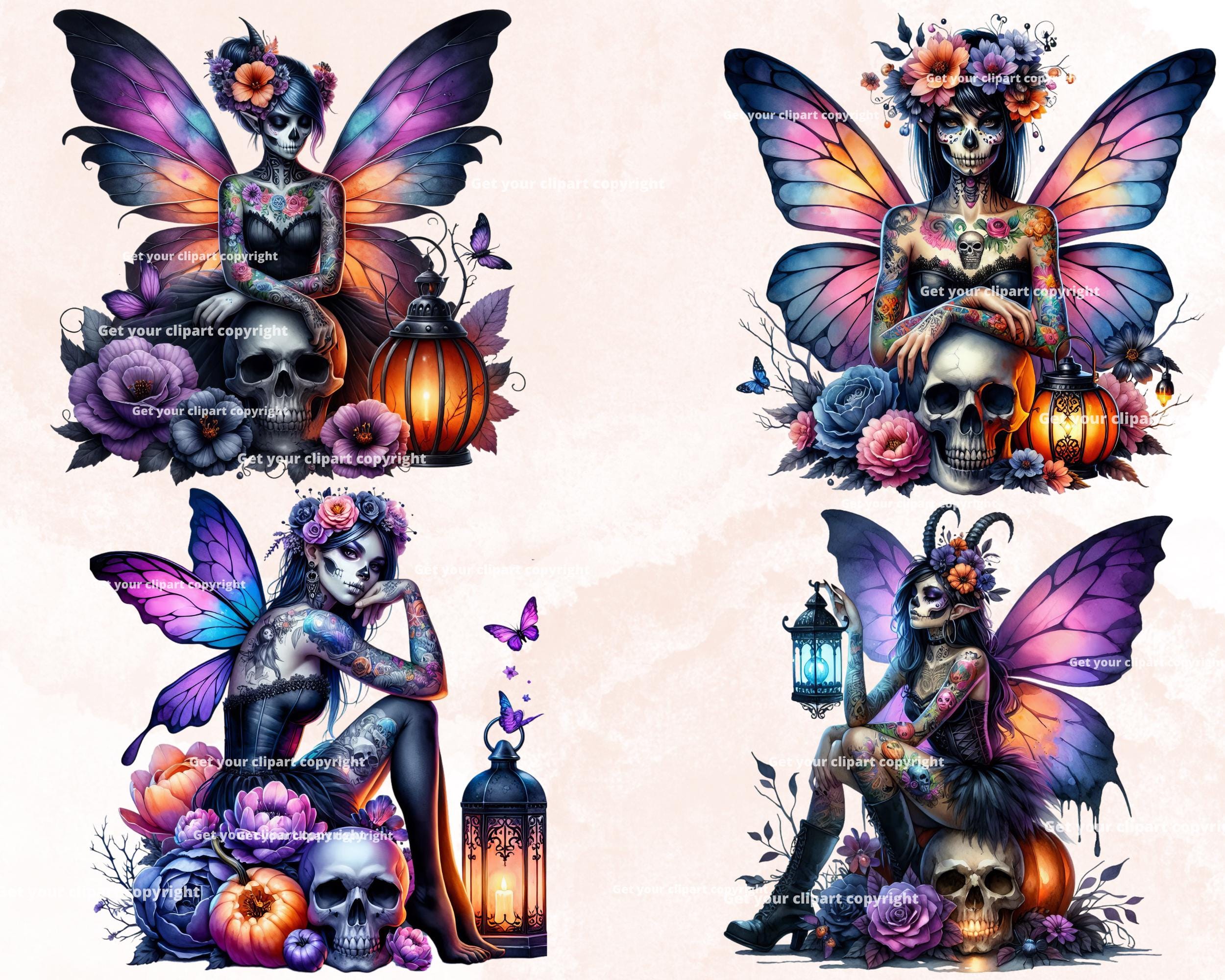 Dark Halloween Fairy Clipart Bundle, Fantasy Graphics, Fairy Graphics ...