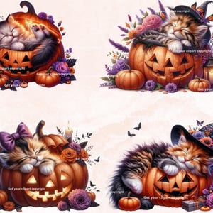 Halloween cat clipart bundle, Halloween clipart, Halloween png graphics, Halloween sublimation, Halloween cat png, With Commercial use image 5