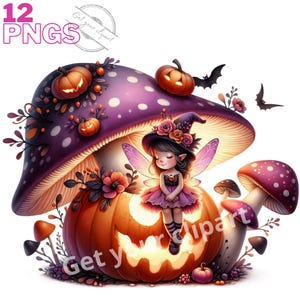 Ensemble d'illustrations de fées d'Halloween, cliparts d'automne pour tous vos projets créatifs et professionnels, usage commercial inclus