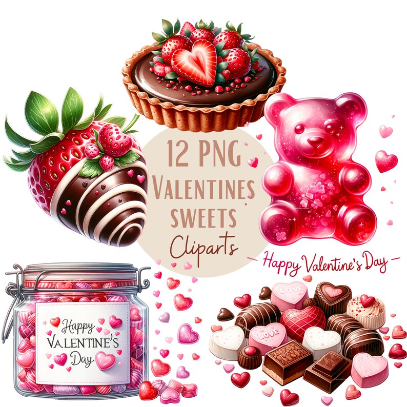 Valentin Sweets Graphics Valentines Sweets Clipart Bundle, Valentines Day Graphics, Love Png ...