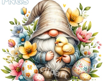 Easter Gnome clipart bundle, Garden clipart, Spring gnome png graphics, Gnome  sublimation, Transparent background