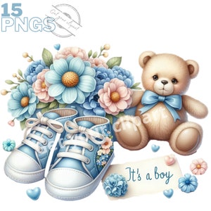 Set di illustrazioni di nascita o babyshower, clipart in stile acquerello per tutti i tuoi progetti creativi e professionali