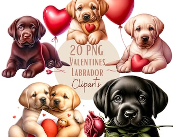 Valentines Labrador clipart bundle, Watercolor dog clipart, Labrador Retriever png files, Black lab png, Dog clipart, Watercolor clipart