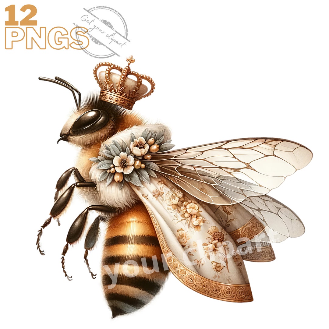 Queen Bee Clipart Bundle, Bee Png Files, Spring Clipart, Honeybee ...