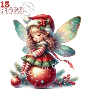 Set kerstfee-illustraties, winterclipart voor al uw creatieve en professionele projecten, inclusief commercieel gebruik