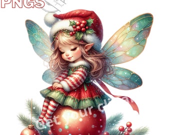 Set kerstfee-illustraties, winterclipart voor al uw creatieve en professionele projecten, inclusief commercieel gebruik