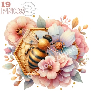 Ensemble d'illustrations d'abeilles, Cliparts d'abeilles façon aquarelle pour tous vos projets créatifs et professionnels