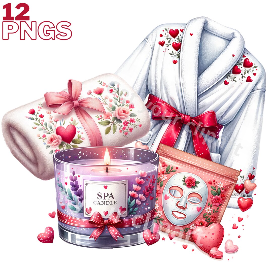 Valentines Spa Clipart Bundle, Valentines Day Graphics, Love Png ...