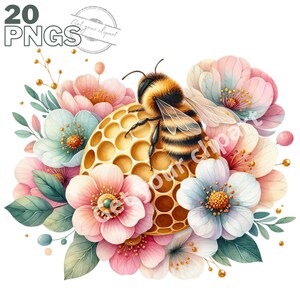 Spring Bee clipart bundle, Bee png files, Spring clipart, Honeybee clipart, Queen Bee png, Summer graphics, With Commercial use