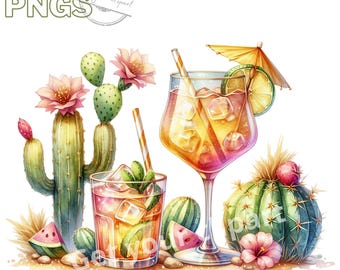 Summer cocktails clipart bundle, Summer cocktails, Summer graphics, tropical clipart, summer clipart, Commercial use, Transparent background