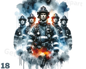 Ensemble d'illustrations de pompiers, cliparts de pompiers pour tous vos projets créatifs et professionnels, usage commercial inclus