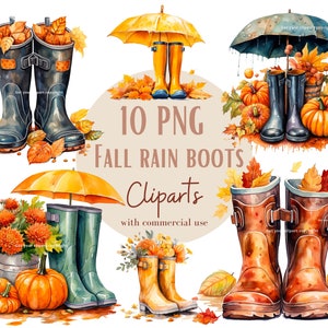Ensemble d'illustrations de bottes de pluie, cliparts d'automne pour tous vos projets créatifs et professionnels, usage commercial inclus
