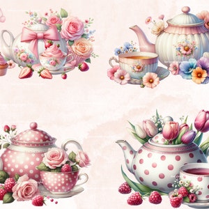Tea Time Clipart Bundle, Summer Tea Clipart, Spring Tea Png, Summer ...