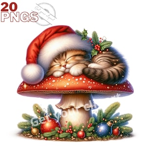 Ensemble d'illustrations de chatons de Noël, clipart d'hiver pour tous vos projets créatifs, usage commercial inclus