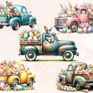 Easter bunny clipart bundle, Easter clipart, Easter graphics, Easter designs, With transparent background and commercial use image 4