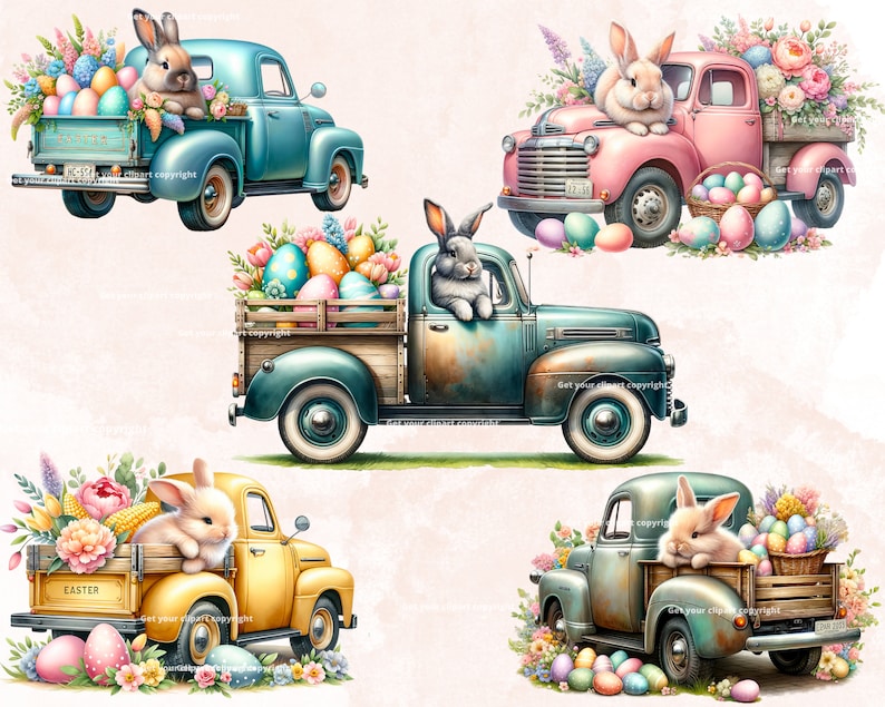 Easter bunny clipart bundle, Easter clipart, Easter graphics, Easter designs, With transparent background and commercial use image 4