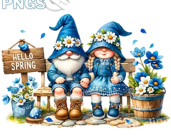 Gnome clipart bundle, Garden clipart, Spring gnome png graphics, Gnome sublimation, Transparent background