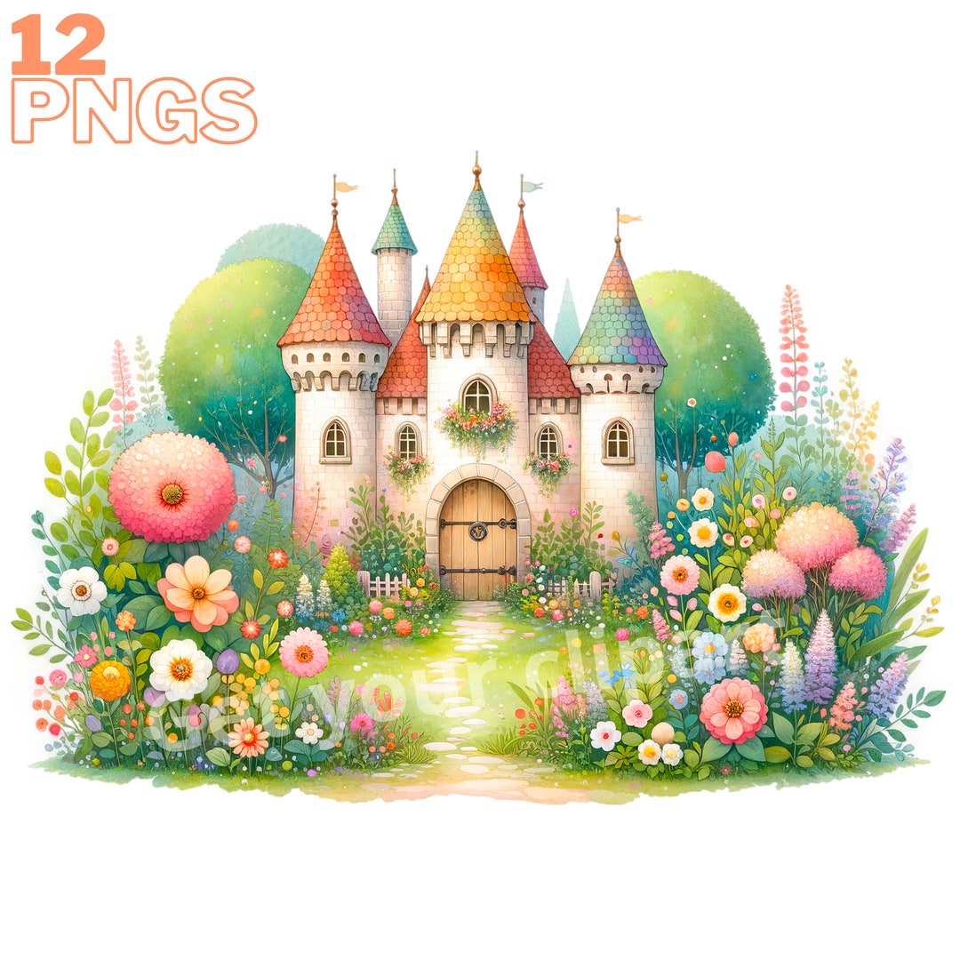 Fairytale Castle Clipart Bundle, Magic Kingdom PNG Graphics, Magic ...
