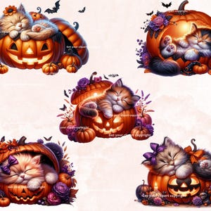 Halloween cat clipart bundle, Halloween clipart, Halloween png graphics, Halloween sublimation, Halloween cat png, With Commercial use image 7