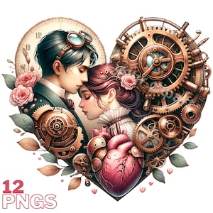 Images Steampunk de Saint-Valentin, Images PNG de Saint-Valentin pour tous vos projets créatifs, usage commercial inclus