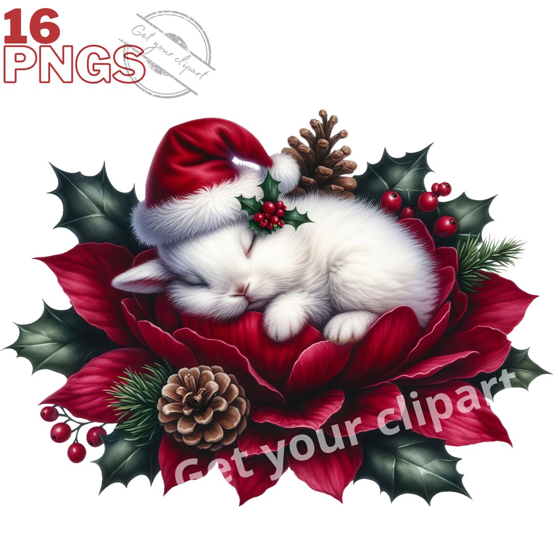 Christmas Bunny Clipart Bundle, Christmas Clipart, Winter Png Graphics ...