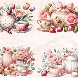 Tea Time Clipart Bundle, Summer Tea Clipart, Spring Tea Png, Summer ...