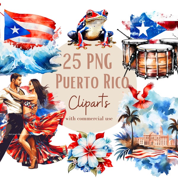 Puerto Rico png graphics, Puerto Rico vibes, Summer clipart bundle, Transparent background, Commercial use, Instant download, Set of 25