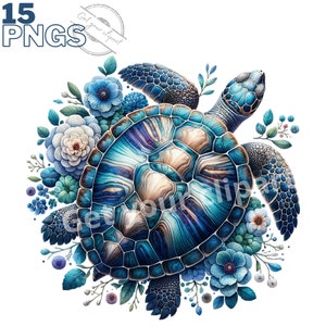 Ensemble d'illustrations de tortue tropicale, Cliparts de tortues façon aquarelle pour tous vos projets créatifs et professionnels