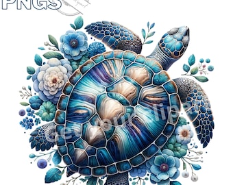 Tropical Turtle clipart bundle, Sea Turtle clipart, Tropical designs, Watercolor clipart with transparent background