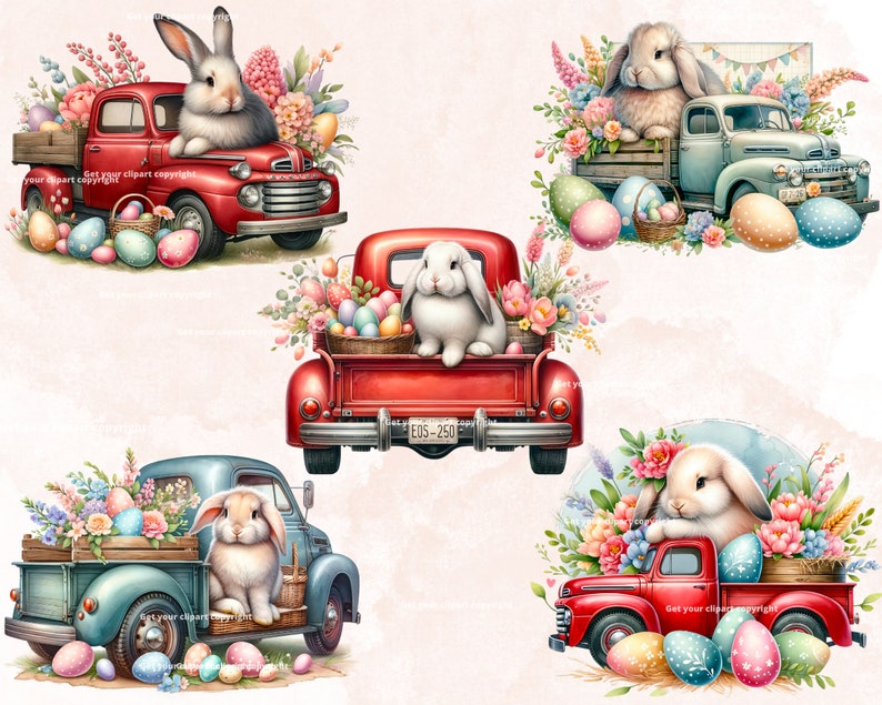 Easter bunny clipart bundle, Easter clipart, Easter graphics, Easter designs, With transparent background and commercial use image 6