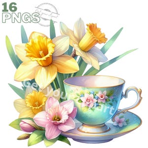 Set di clipart di tazze da tè, immagine di set da tè per i tuoi progetti creativi, incluso l'uso commerciale