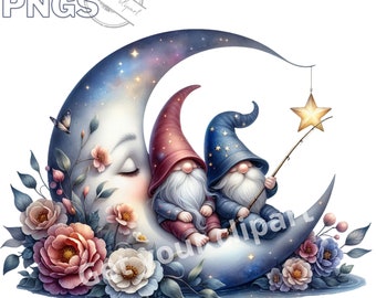 Celestial Gnome clipart bundle, Celestial clipart, Gnome png graphics, Gnome sublimation, Celestial png, Gnome clipart, Commercial use