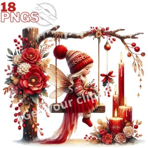 Ensemble d'illustrations de fées de Noël, cliparts d'hiver pour tous vos projets créatifs et professionnels, usage commercial inclus