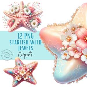 Ensemble d'illustrations d'étoiles de mer, Cliparts de baleines façon aquarelle pour tous vos projets créatifs et professionnels