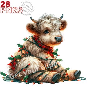 クリスマス高原の画像、クリスマス牛のクリエイティブまたはプロフェッショナルなプロジェクト用の PNG 画像、商用利用も含まれています