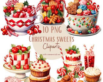 Christmas sweets clipart bundle, Christmas treats graphics, Sweet treats clipart bundle, With transparent background and commercial use