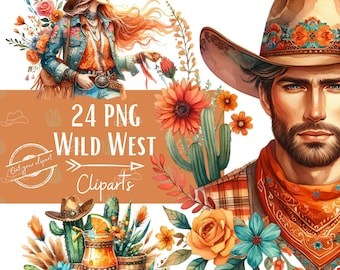 Western clipart bundle, Wild west png bundle, Cowboy png, Cowgirl clipart, Western graphics, Western sublimation, Commercial Use