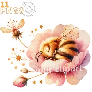 Ensemble d'illustrations d'abeilles, Cliparts d'abeilles façon aquarelle pour tous vos projets créatifs et professionnels