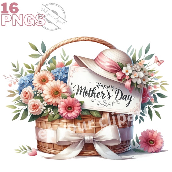 Happy Mother's day Clipart Bundle, Mother's day PNG Graphics, Mother's day sublimation, Commercial Use Included, Set of 12