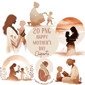 Conjunto de ilustraciones para el Día de la Madre, clipart de acuarela para todos tus proyectos creativos y profesionales