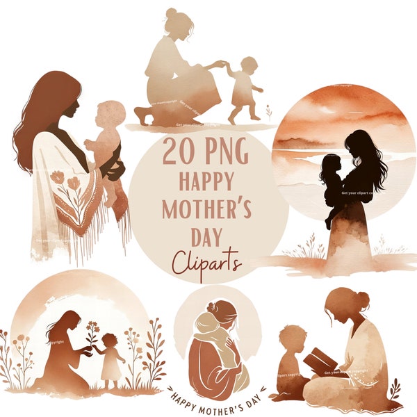 Happy Mother's day Clipart Bundle, Mother's day PNG Graphics, Mother's day sublimation, Commercial Use Included, Set of 12