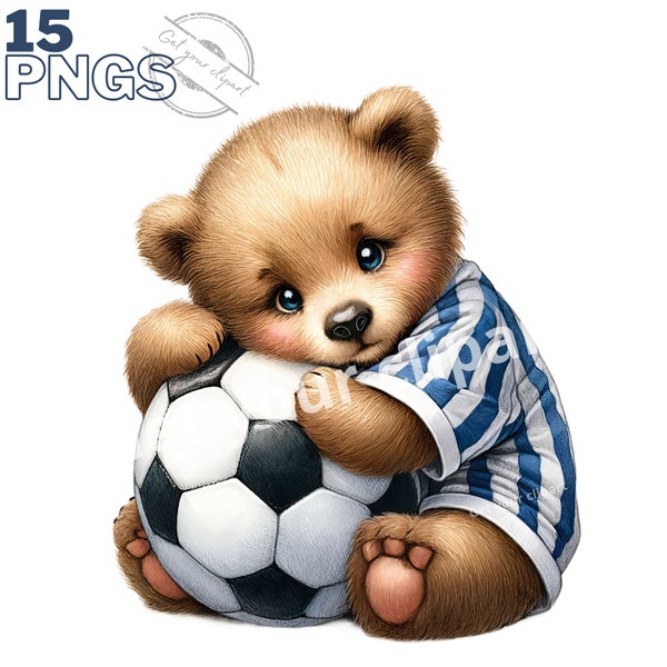 Images de Teddy bear sur le thème du football, Images PNG d'ourson pour tous vos projets créatifs, usage commercial inclus