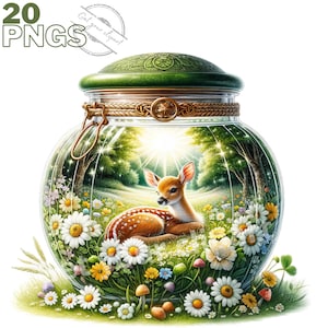 Ensemble d'illustrations de bocaux lumineux et d'animaux, cliparts d'animaux pour tous vos projets créatifs, usage commercial inclus