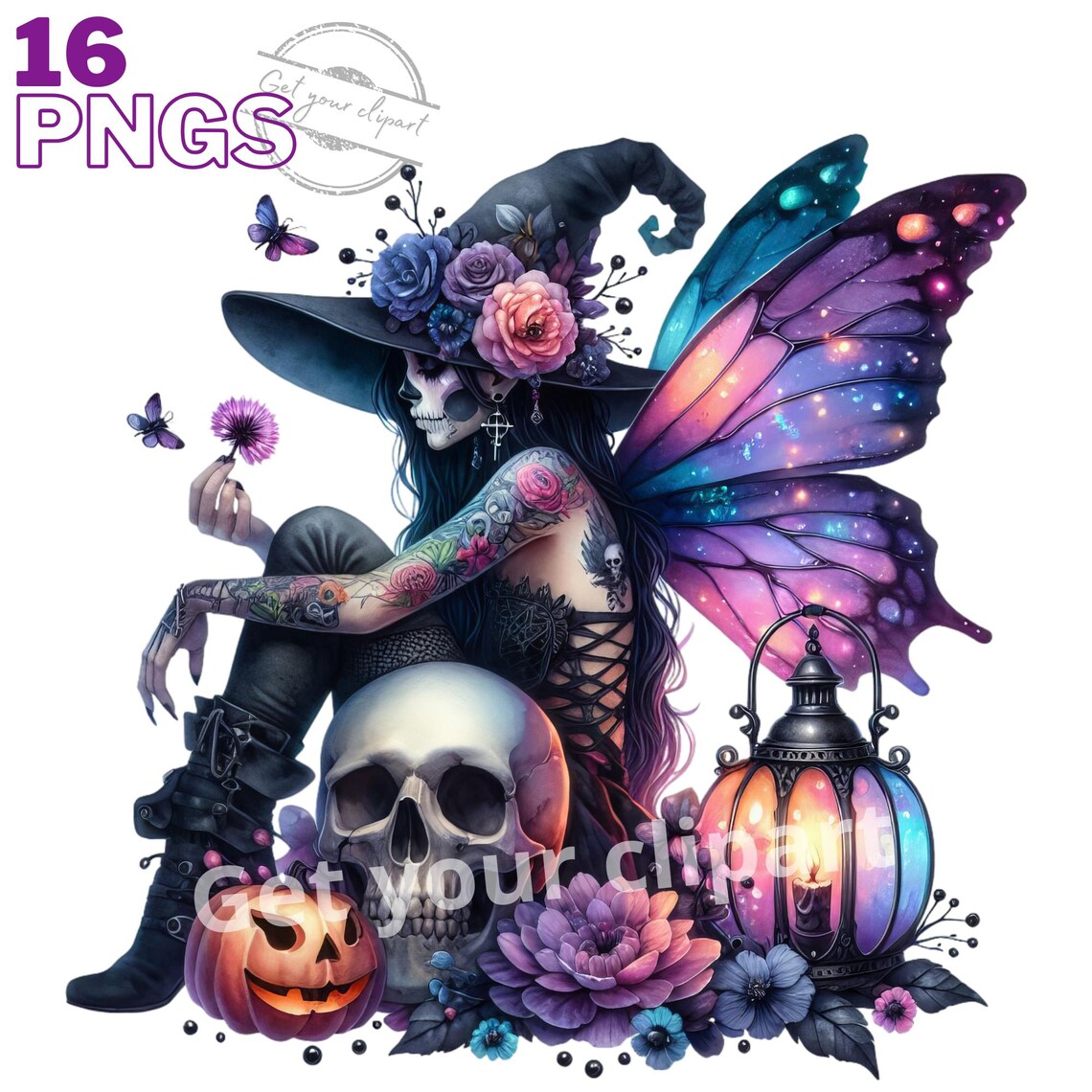Dark Halloween Fairy Clipart Bundle, Fantasy Graphics, Fairy Graphics ...