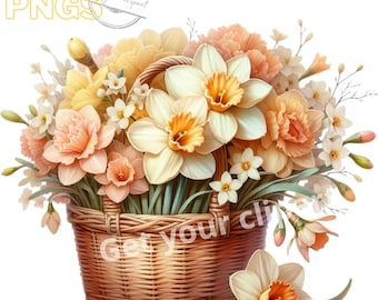 Spring Flowers clipart bundle, Watercolor flowers clipart, Spring png designs, Spring flowers, Spring graphics, With commercial use