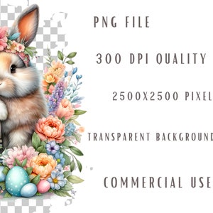 Easter bunny clipart bundle, Easter clipart, Easter graphics, Easter designs, With transparent background and commercial use image 8