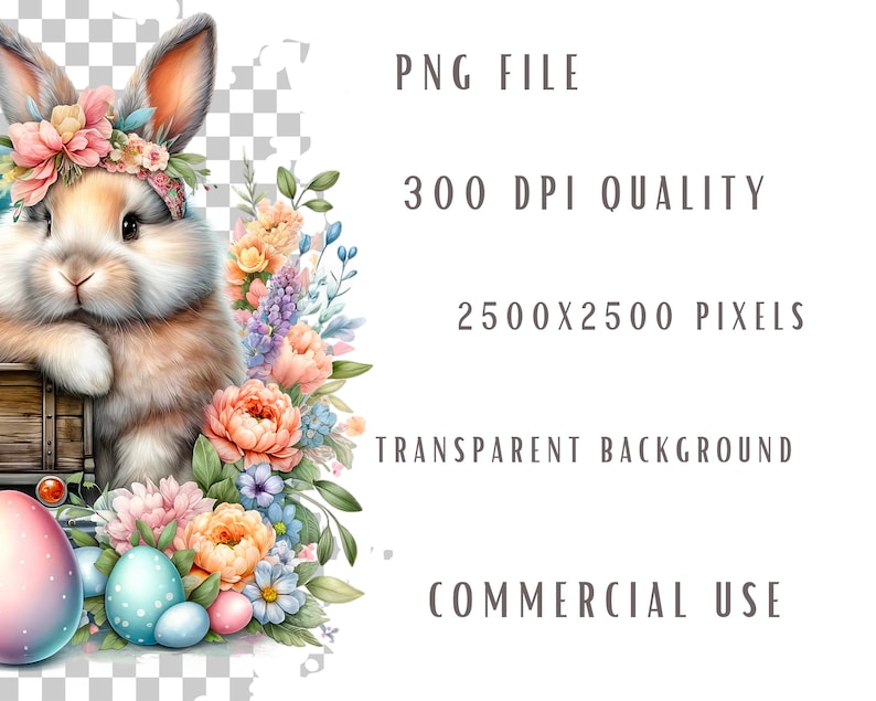 Easter bunny clipart bundle, Easter clipart, Easter graphics, Easter designs, With transparent background and commercial use image 8