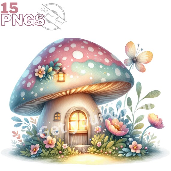 Ensemble d'illustrations de maison de fées, cliparts féériques pour tous vos projets créatifs et professionnels, usage commercial inclus