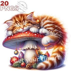 Ensemble d'illustrations de chatons de Noël, clipart d'hiver pour tous vos projets créatifs, usage commercial inclus
