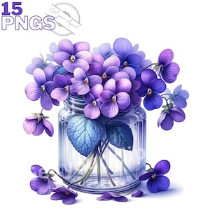 Set mit Blumenvasen-Illustrationen, Frühlingscliparts für alle Ihre kreativen Projekte, kommerzielle Nutzung inklusive